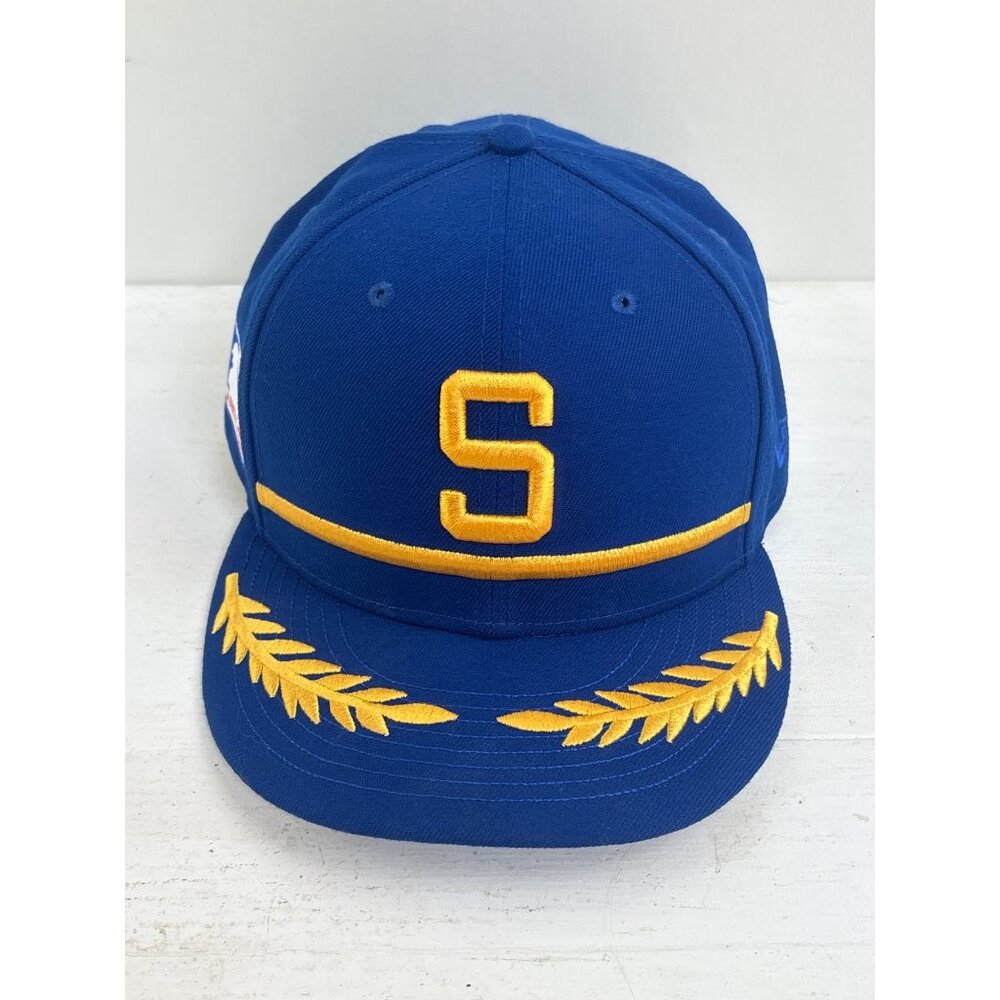 Seattle Mariners Pilot New Era 100th Anniversary Hat Blue & Yellow Sz 7 3/4